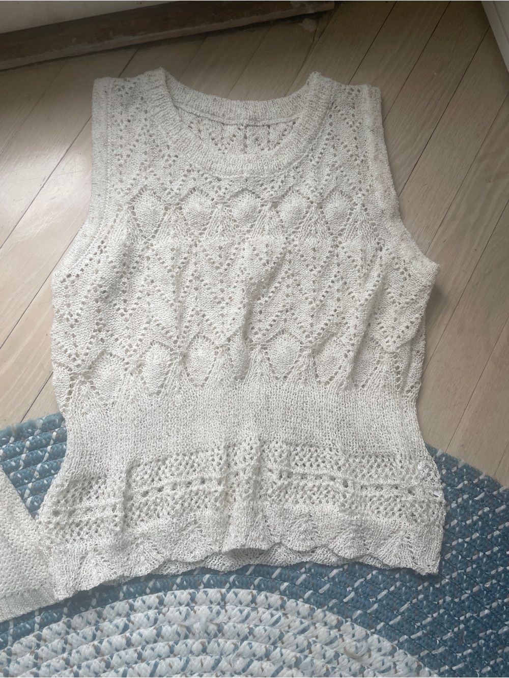 Bundle Cream Knit Sleeveless Sweater Crochet tops